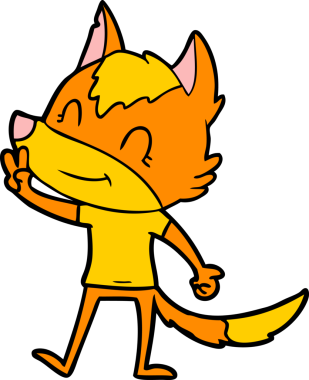 Bir insan tarafından çizilmiş tilki çizgi film karakteri