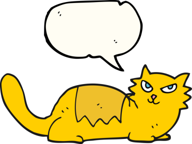 Bir insan tarafından çizilmiş serbest konuşma balonu çizgi film kedisi