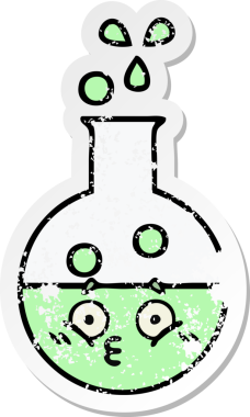 Bir insan tarafından çizilmiş şirin bir çizgi film test tüpünün sıkıntılı çıkartması.