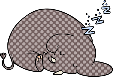 Bir insan tarafından çizilmiş uyuyan fil çizgi filmi.