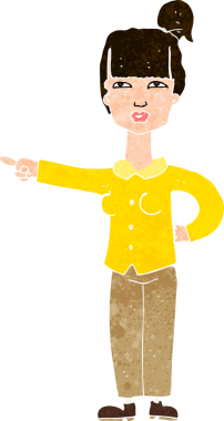 Bir insan tarafından çizilmiş çizgi film kadını.