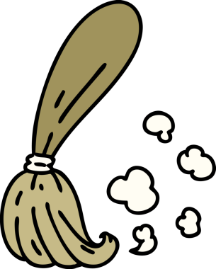 Bir insan tarafından çizilmiş geleneksel süpürge sopası karikatürü.