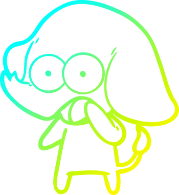 Bir insan tarafından çizilmiş şirin bir filin soğuk gradyan çizgisi