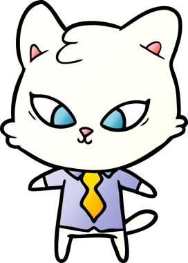 Bir insan tarafından çizilmiş sevimli çizgi film kedisi.