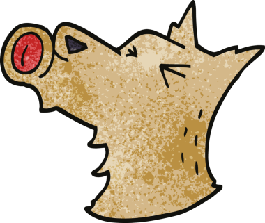 Bir insan tarafından çizilmiş karalama havlayan köpek.