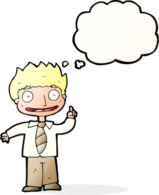 Bir insan tarafından çizilmiş düşünce baloncuğu fikri olan çizgi film adamı.