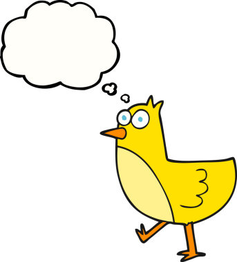 Bir insan tarafından çizilmiş serbest çizim balon karikatür kuşu.