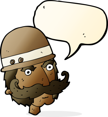 bir insan tarafından çizilmiş konuşma baloncuğu ile Victoria tarzı büyük oyun avcısı.