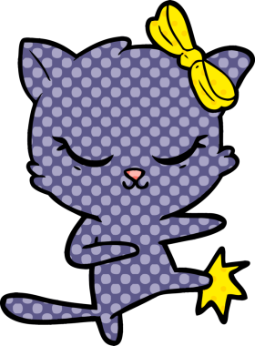 Bir insan tarafından çizilmiş sevimli çizgi film kedisi.