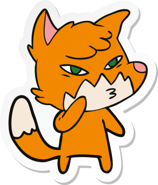 Bir insan tarafından çizilmiş akıllı bir tilkinin çıkartması.