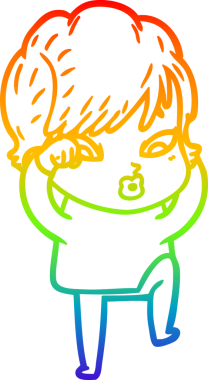 gökkuşağı gradyan çizimi bir insan tarafından çizilmiş bir karikatür kadın