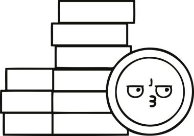 Bir insan tarafından çizilmiş bozuk paraların çizgi çizimi