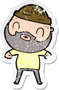 Bir insan tarafından çizilmiş sakallı bir adamın sıkıntılı çıkartması.