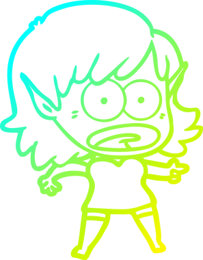 Bir çizgi film karakteri çizimi bir insan tarafından çizilmiş bir elf kızı şok etti.