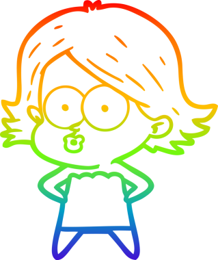 Gökkuşağı gradyan çizimi Bir insan tarafından çizilen çizgi film kızı