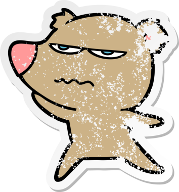 Bir insan tarafından çizilmiş kızgın bir ayı çizgi filminin sıkıntılı çıkartması.