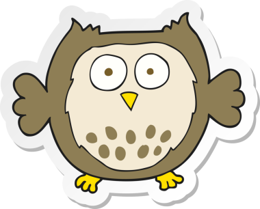 Bir insan tarafından çizilmiş bir baykuşun çıkartması.