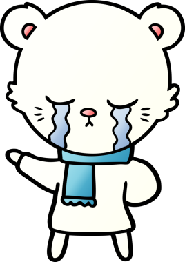 Bir insan tarafından çizilmiş üzgün küçük kutup ayısı çizgi filmi.