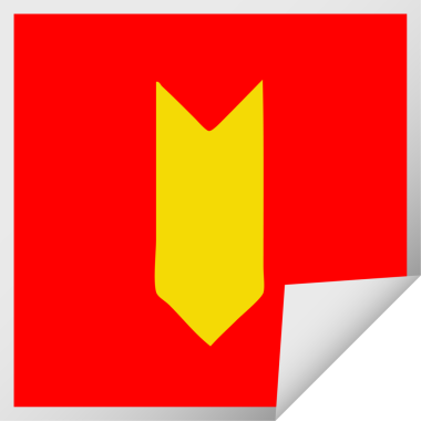 Bir insan tarafından çizilmiş bir madalya kurdelesinin kare soyma etiketi.