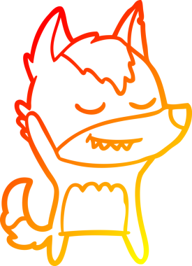 Bir insan tarafından çizilmiş dost canlısı bir kurt çizgi çizimi.