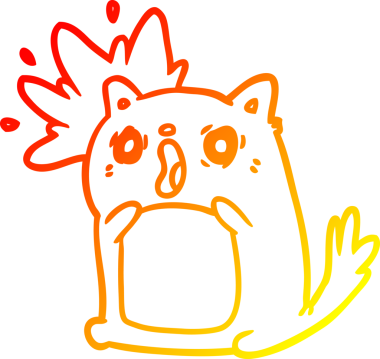 Şaşırmış bir kedinin insan tarafından çizilmiş sıcak çizgi çizimi.