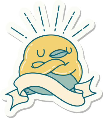 Bir insan tarafından çizilmiş katlanmış kanatlı dövme stili robin çıkartması.