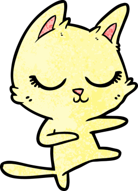 Bir insan tarafından çizilmiş sakin çizgi film kedisi.