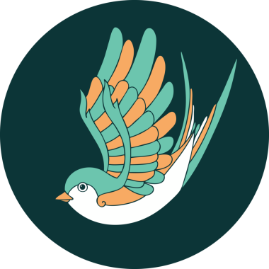 Bir insanın çizdiği bir kırlangıcın ikonik dövme şekli