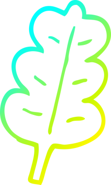 Bir insan tarafından çizilen meşe yaprağının soğuk gradyan çizgisi.