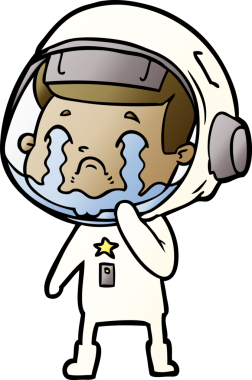 Bir insan tarafından çizilmiş ağlayan astronot çizgi filmi.