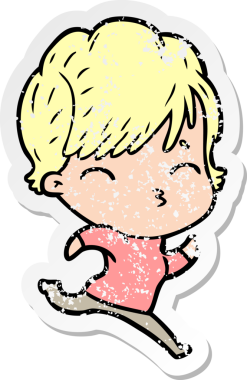 Bir insan tarafından çizilmiş bir karikatür kadının sıkıntılı çıkartması.