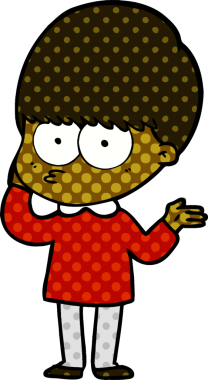 Bir insan tarafından çizilmiş tuhaf çizgi film çocuğu.