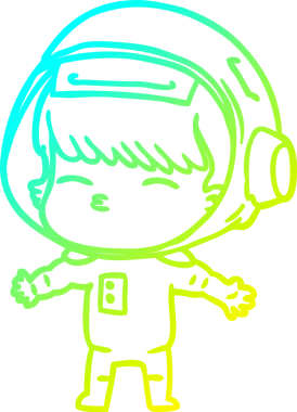 Bir insan tarafından çizilmiş soğuk gradyan çizgi çizimi meraklı bir astronot.