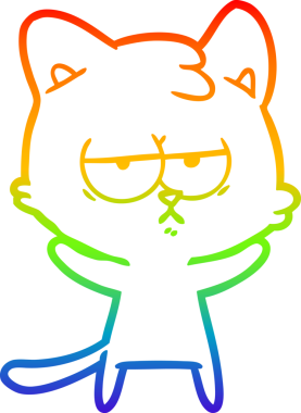 gökkuşağı gradyan çizimi bir insan tarafından çizilmiş sıkılmış çizgi film kedisi