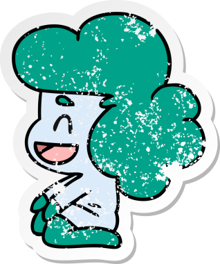 Bir insan tarafından çizilmiş kawaii uzaylı bir kızın sıkıntılı karikatür çizimi