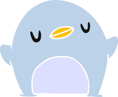 Bir insan tarafından çizilmiş sevimli bir penguen resmi.