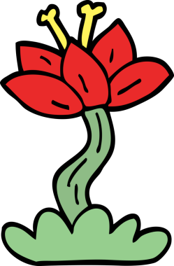 Bir insan tarafından çizilmiş kırmızı zambak karalaması