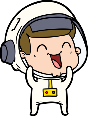 Bir insan tarafından çizilmiş mutlu astronot çizgi filmi.