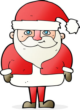 Bir insan tarafından çizilmiş mutlu noel baba çizgi filmi.