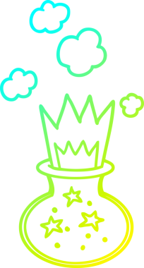 Bir insanın çizdiği sihirli iksirin soğuk çizgi çizimi.