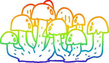 gökkuşağı gradyan çizgi çizimi bir insan tarafından çizilmiş mantar karikatürü