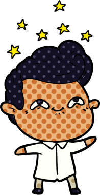 Bir insan tarafından çizilmiş heyecanlı bir çizgi film.