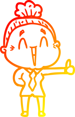 Bir insan tarafından çizilmiş mutlu, yaşlı bir kadının sıcak çizgi çizimi.