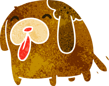 Bir insan tarafından çizilmiş sevimli bir köpeğin eski çizgi film çizimi kawaii