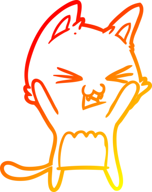 Bir insan tarafından çizilmiş çizgi film kedisinin sıcak çizgi çizimi