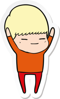 Bir insan tarafından çizilmiş kendini beğenmiş bir çocuğun çıkartması.