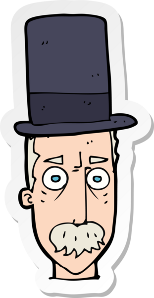 Bir insan tarafından çizilmiş silindir şapkalı bir adamın çıkartması.