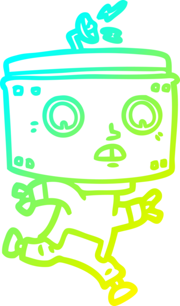 Bir insan tarafından çizilen çizgi film robotunun soğuk gradyan çizimi