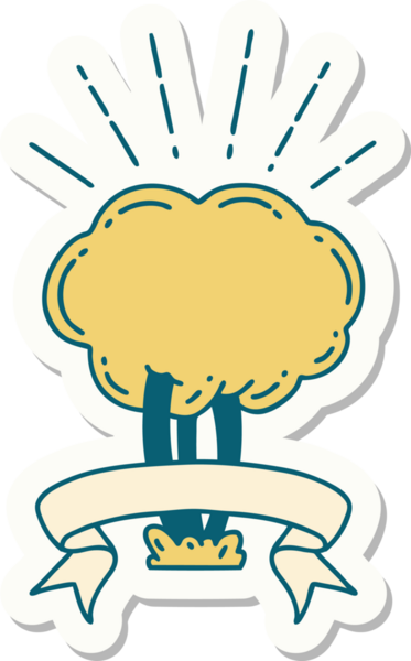 Bir insan tarafından çizilmiş dövme stili bir ağacın çıkartması.