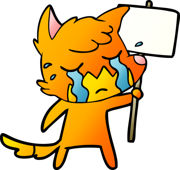 Bir insan tarafından çizilmiş üzgün küçük tilki çizgi film karakteri.